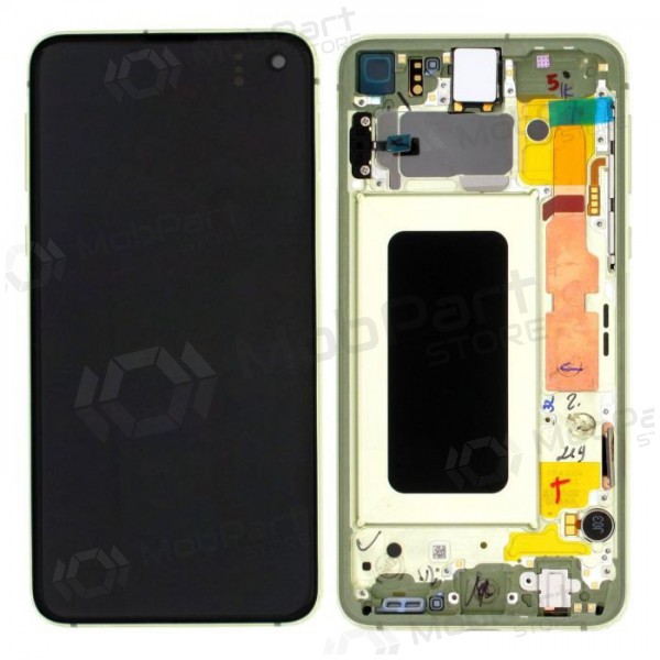 Samsung G970F Galaxy S10e ekrāns (Canary Yellow) (ar rāmīti) (lietots grade A, oriģināls)