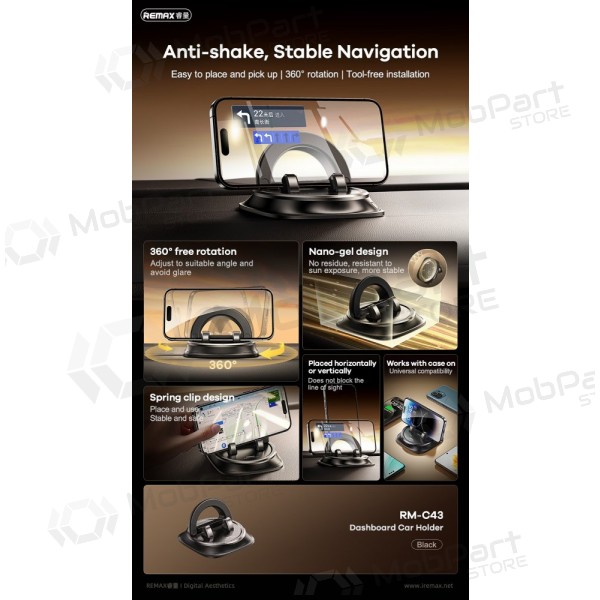Tālruņa turētājs automobiļiem Remax RM-C43 (dashboard) melns