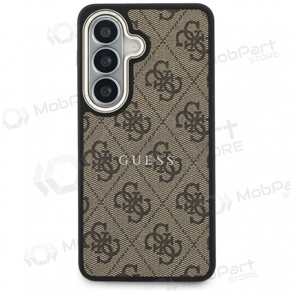 Samsung Galaxy S26 maciņš - Guess PU Leather 4G Gold Frame Magnetic (brūns)
