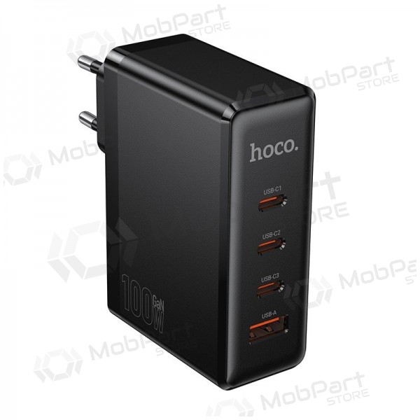 Tālruņa lādētājs Hoco N85 100 W 3x USB-C + USB-A melns