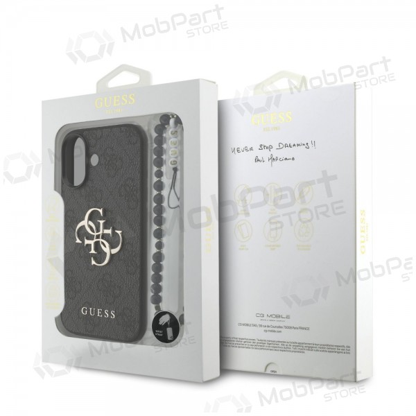 Apple iPhone 17 maciņš - Guess PU 4G Metal Logo Strap (melns)