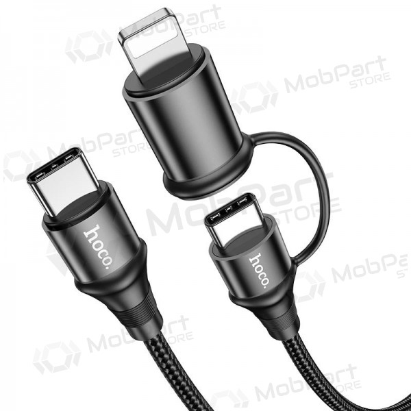 USB kabelis Hoco X50 2-in-1 Exquisito Type-C - Type-C / Lightning 1.0m (melns)