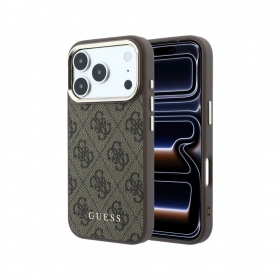 Apple iPhone 18 Pro maciņš - Guess PU Leather 4G Gold Frame MagSafe
