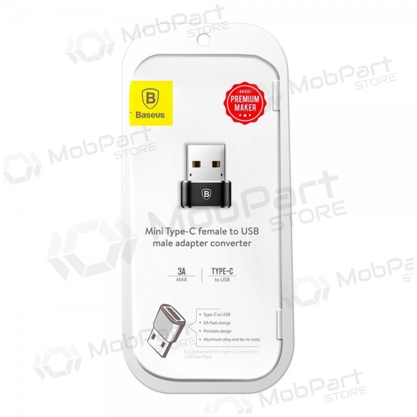 Adapteris Baseus Type-C to USB-A melns CAAOTG-01