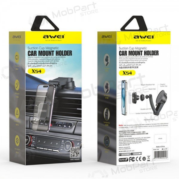 Tālruņa turētājs automobiļiem Awei X54 Magnetic (dashboard/windshield) melns