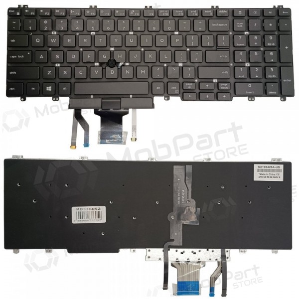 Klaviatūra DELL Latitude 5500,ar pašvietimu un „trackpoint“