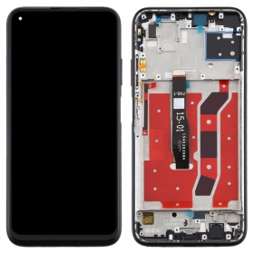 Huawei P40 Lite ekrāns (melns) (ar rāmīti) (lietots grade A, oriģināls)