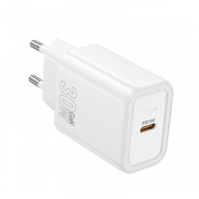 Tālruņa lādētājs Hoco N62 30 W GaN USB-C balts