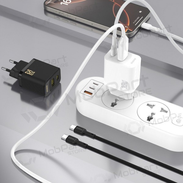 Tālruņa lādētājs Dudao A26TC 25 W GaN USB-C + USB-A ar USB-C kabeli 1 m balts