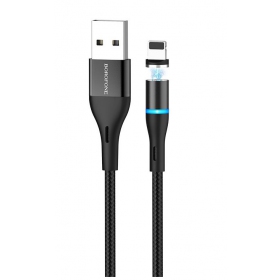 USB kabelis Borofone BU16 Skill Magnetic Lightning 1.0m (melns)