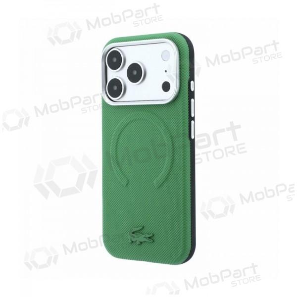 Apple iPhone 18 Pro maciņš - Lacoste PVC Petit Pique Semi Wrap Embossed MagSafe (zaļš)