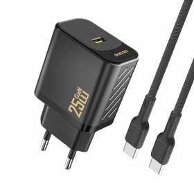 Lādētājs Dudao A27C GaN 25W USB-C + USB-C to USB-C kabelis 1.0m melns