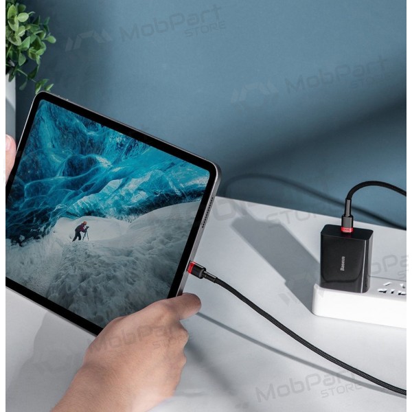 USB kabelis Baseus Cafule PD100W Type-C 2.0m pelēks-melns CATKLF-ALG1