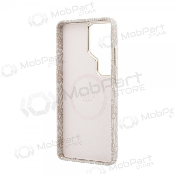 Samsung Galaxy S26 Ultra maciņš - Guess PU 4G Script Metal Logo Magnetic (rozā)