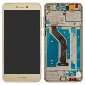 Huawei P8 Lite 2017 / P9 Lite 2017 / Honor 8 Lite ekrāns (zelta) (ar rāmīti) (lietots grade B, oriģināls)