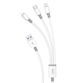 USB kabelis Dudao L8s-3in1 USB-A uz USB-C / Micro USB / Lightning 1.2 m 100 W