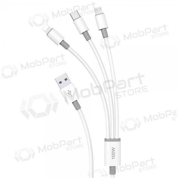 USB kabelis Dudao L8s-3in1 USB-A uz USB-C / Micro USB / Lightning 1.2 m 100 W