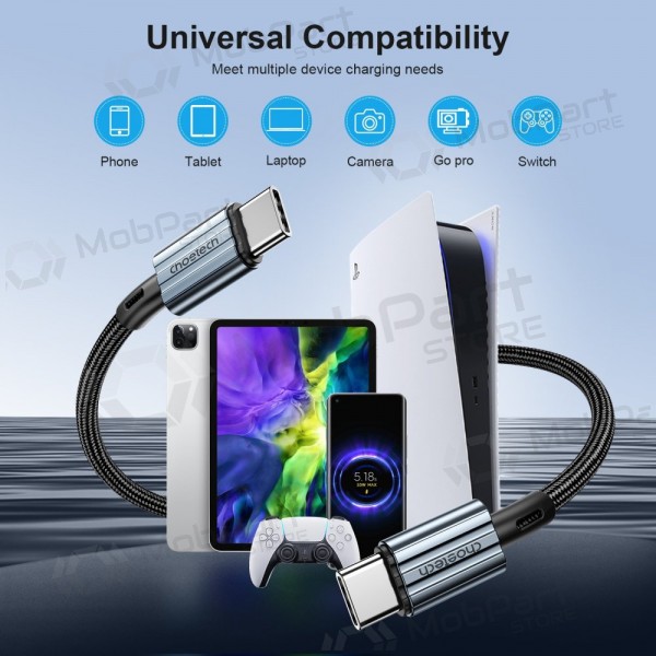 USB kabelis Choetech XCC-1015 USB-C to USB-C PD60W 2.0m melns