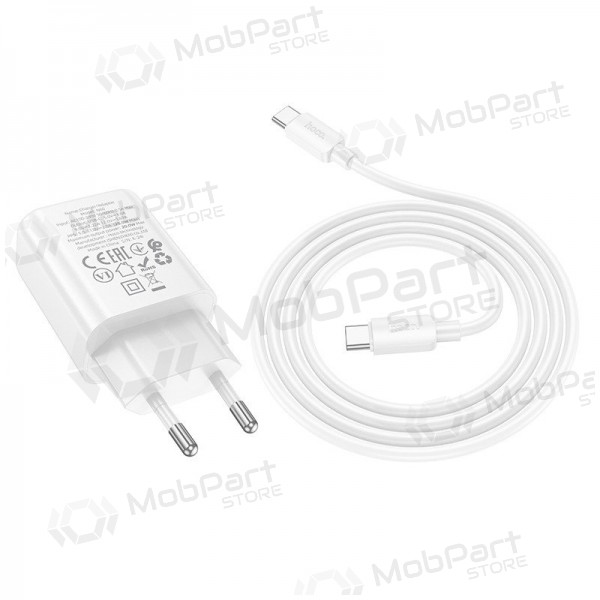 Tālruņa lādētājs Hoco N60 GaN USB-C ar USB-C kabeli 1 m balts