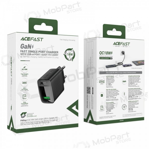 Lādētājs Acefast A90 18W USB-A melns
