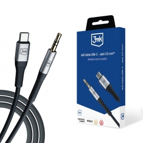 Audio kabelis 3mk USB-C uz 3.5 mm 1 m melns.