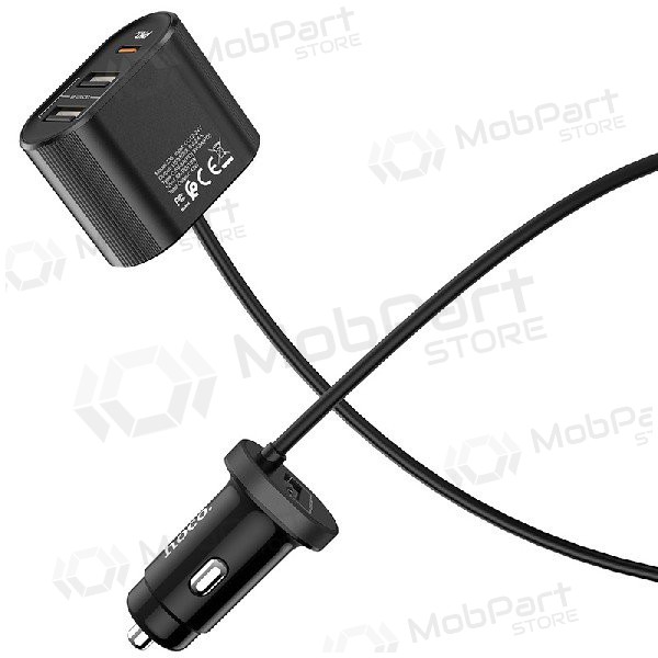 Auto lādētājs HOCO Z35 Quick Charge 18W (2xUSB 1xType-C 3A) (melns)