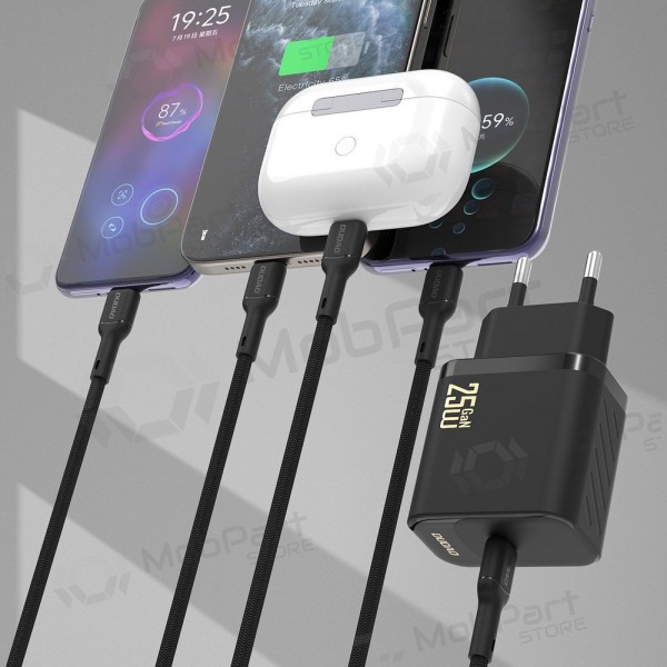Lādētājs Dudao A27C GaN 25W USB-C + USB-C to USB-C kabelis 1.0m melns