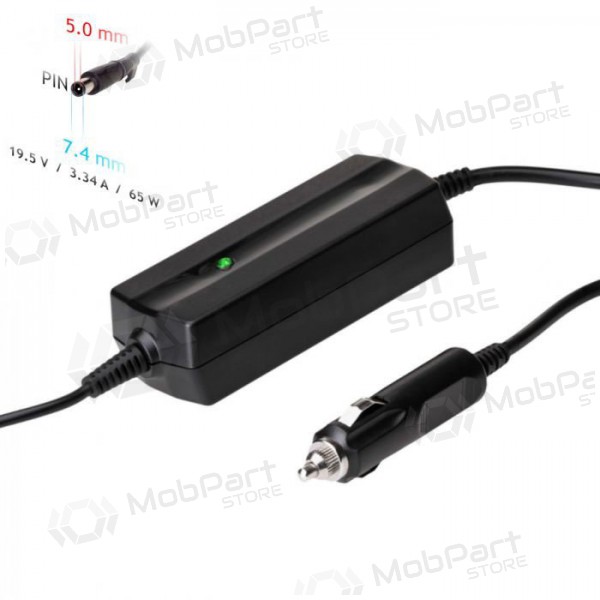 Automobilinis nešiojamojo kompiuterio pakrovėjas Akyga AK-ND-33 (19.5V / 3.34A 65W 7.4 x 5.0mm + pin) DELL 1.2m