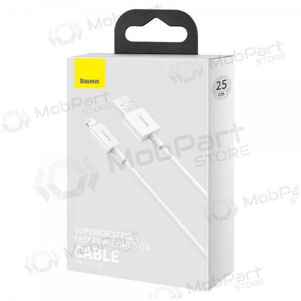 USB kabelis Baseus Superior Lightning 2.4A 0.25m (balts) CALYS-02