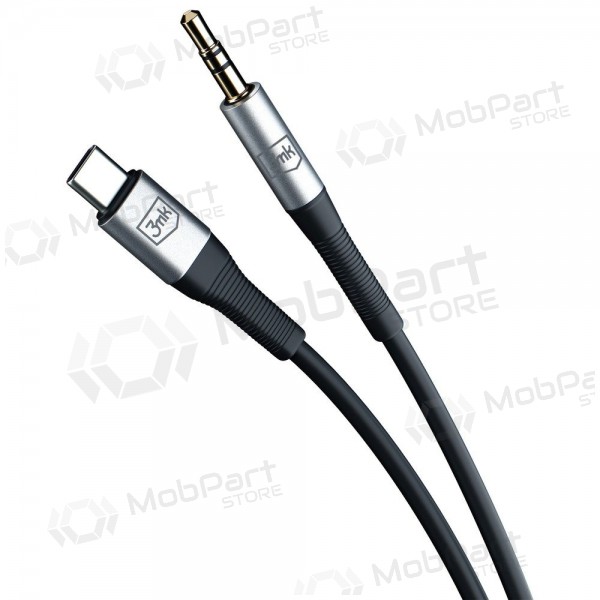 Audio kabelis 3mk USB-C uz 3.5 mm 1 m melns.