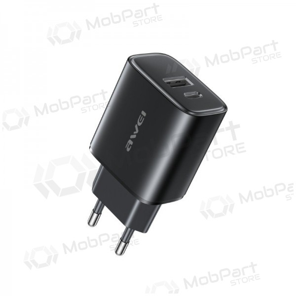Tālruņa lādētājs Awei PD85-EU 22.5 W USB-C + USB-A melns