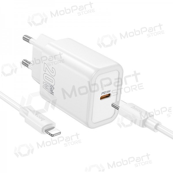 Lādētājs Hoco N60 20W GaN USB-C + USB-C to Lightning cable 1.0m balts