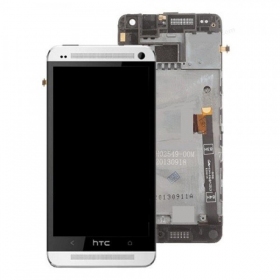 HTC One Mini ekrāns (balts) (ar rāmīti) (lietots grade C, oriģināls)