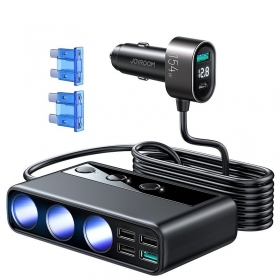 Lādētājs automobilinis Joyroom 9in1 154W 3x12V, PD USB Type-C, QC3.0 USB-A, 4xUSB-A JR-CL06