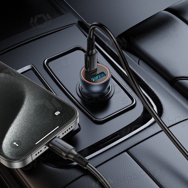 Auto lādētājs Borofone BZ32A USB-C/USB-A 30W pelēks