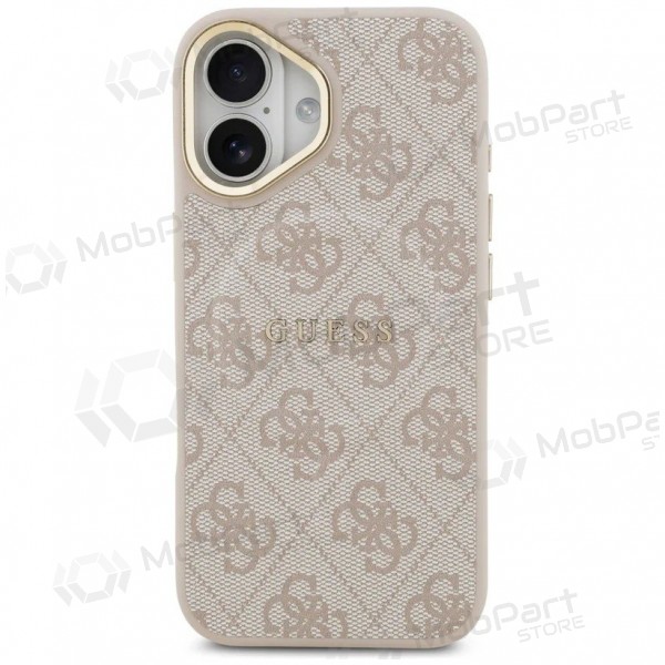 Apple iPhone 17 maciņš - Guess PU Leather 4G Gold Frame MagSafe (rozā)