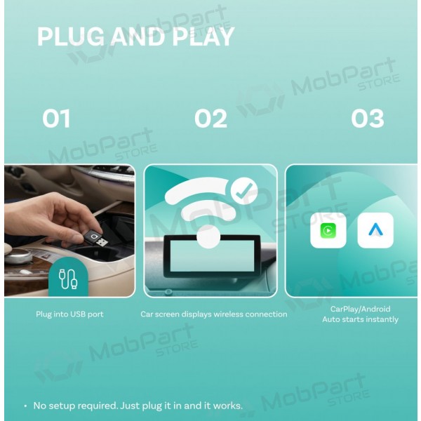 Bezvadu CarPlay / Android Auto adapteris Ottocast Mini Aura CA530-T melns