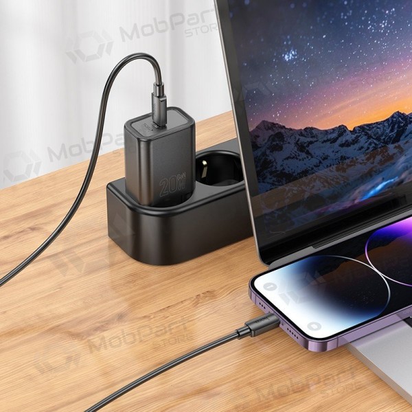 Lādētājs Hoco N60 20W GaN USB-C + USB-C to Lightning cable 1.0m balts