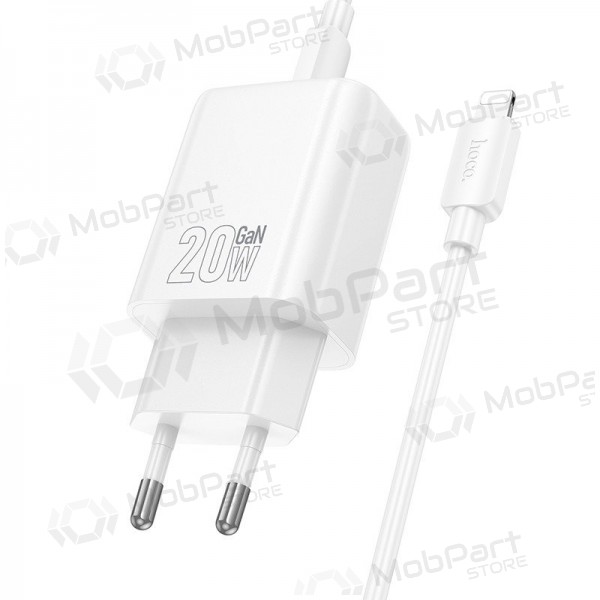 Lādētājs Hoco N60 20W GaN USB-C + USB-C to Lightning cable 1.0m balts