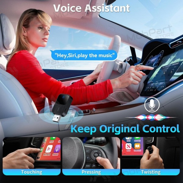 Bezvadu CarPlay/Android Auto adapteris Reach K2 melns