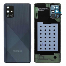 Samsung A715 Galaxy A71 2020 aizmugurējais baterijas vāciņš melns (Prism Crush Black) (lietots grade C, oriģināls)