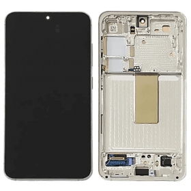 Ekranas Samsung S911 S23 5Gar lietimui jautriu stikliuku un rėmeliu Lime oriģināls (service pack)