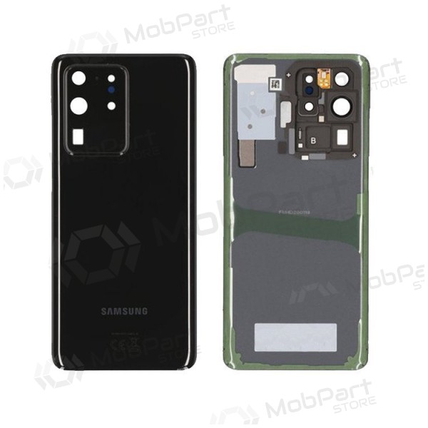 Samsung G988 Galaxy S20 Ultra aizmugurējais baterijas vāciņš melns (Cosmic Black) (lietots grade B, oriģināls)