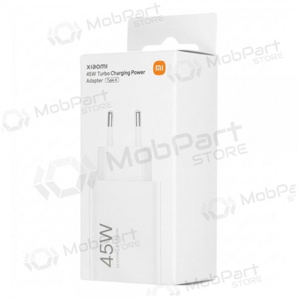 Telefonu lādētājs Xiaomi turbo charging power adapter BHR07SLEU 45 W USB-A PD balts