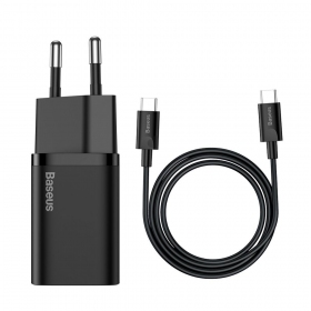 Lādētājs buitinis Baseus Super Si 25W + Type-C 1.0m melns TZCCSUP-L01