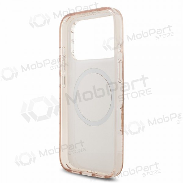 Apple iPhone 18 Pro Max maciņš - Guess IML Flowers Allover Strap MagSafe (rozā)