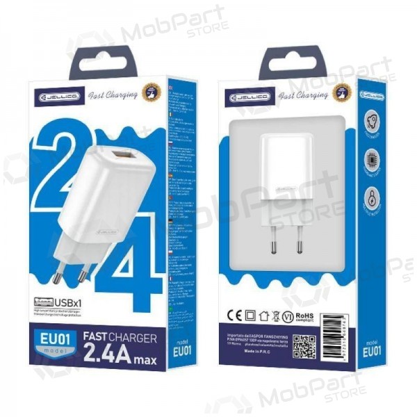 Lādētājs buitinis Jellico EU01 2.4A USB balts