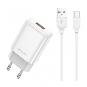 Lādētājs buitinis Jellico EU01 2.4A USB + Type-C balts