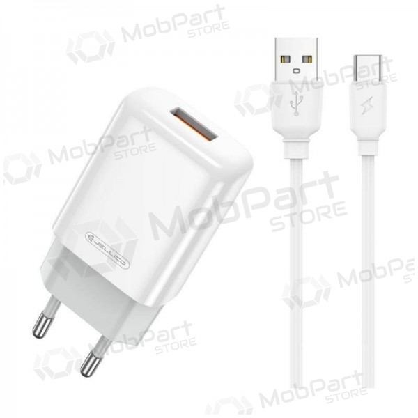 Lādētājs buitinis Jellico EU01 2.4A USB + Type-C balts