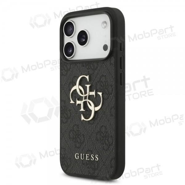 Apple iPhone 17 Pro maciņš - Guess PU 4G Metal Logo Strap (melns)